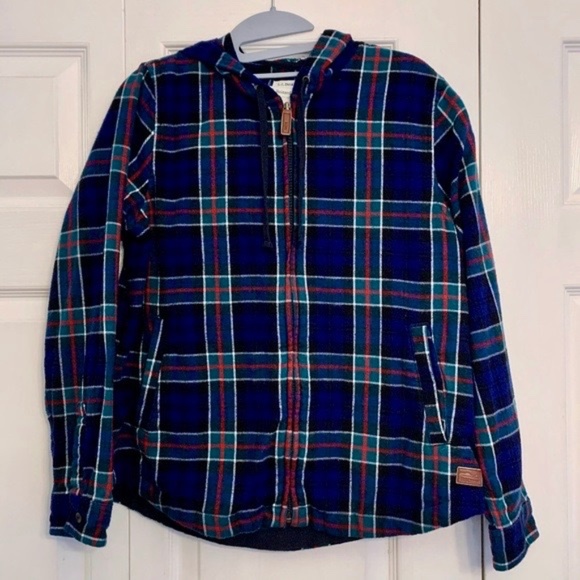 ll bean scotch plaid flannel hoodie